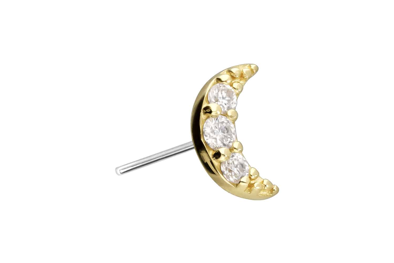 14 Karat Gold Aufsatz mit Titan Push Pin MOISSANIT-MOND von Piercingline